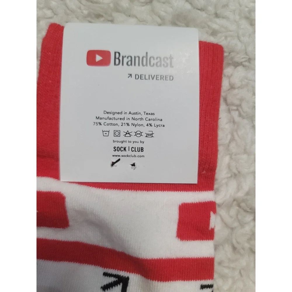 NEW! Socks Club Labs White ‎ Red Black Broadcast